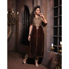 Dark Brown MASKEEN BY MAISHA DETAILED EMBROIDERED WINTER WEAR DESIGNER SUIT MK-1906